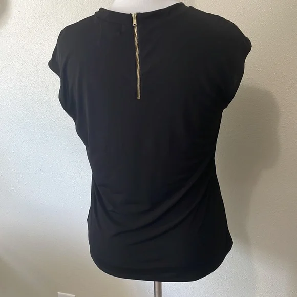 Liz Claiborne Medium Black Sleeveless Dress Blouse with Zipper Detail in Back - Picture 4 of 6